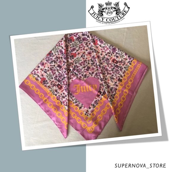Juicy Couture Accessories - 💓Juicy Couture Floral Pink Gold Chain Scarf Cover
